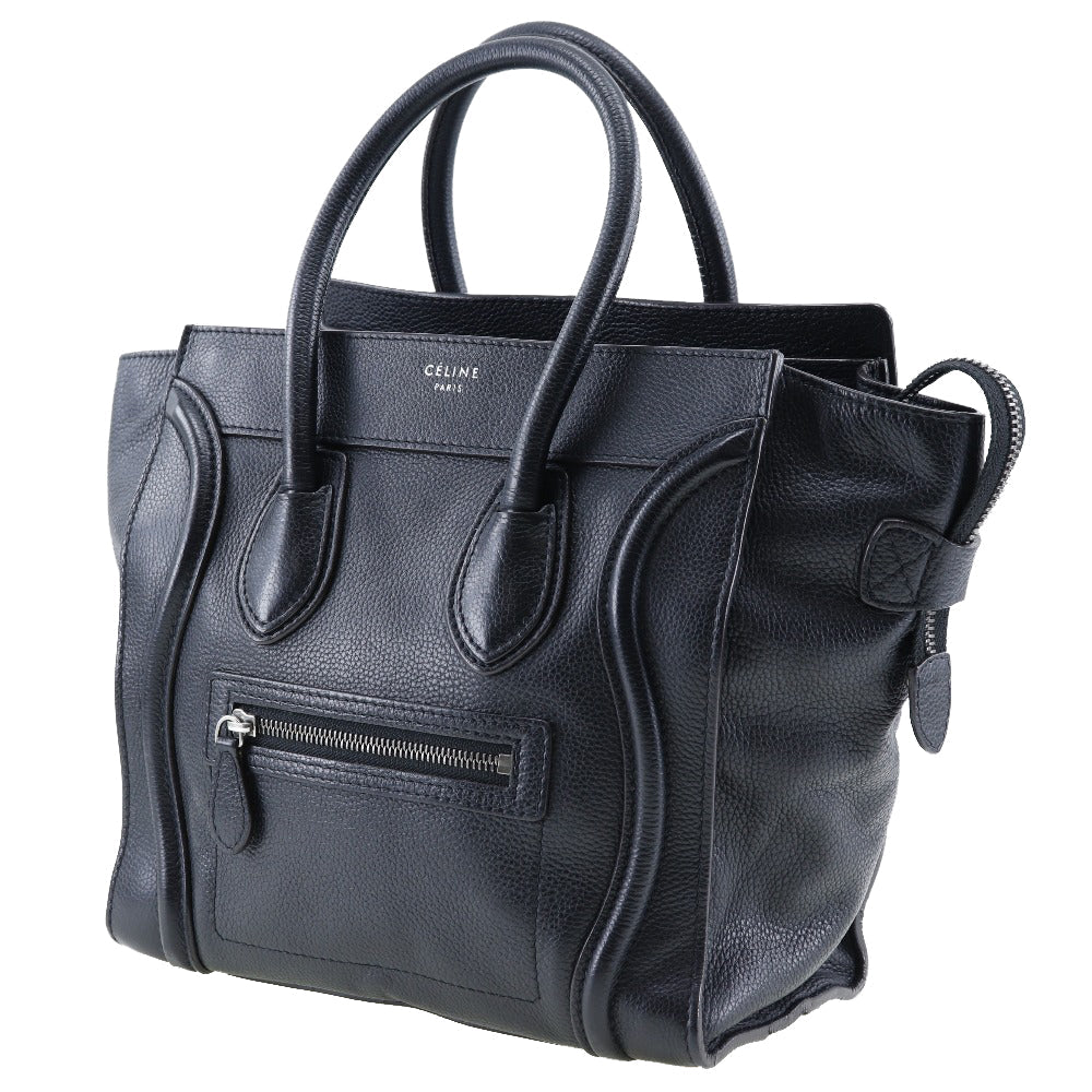 Calfskin Micro Shopper Luggage Women Black Travel Bag