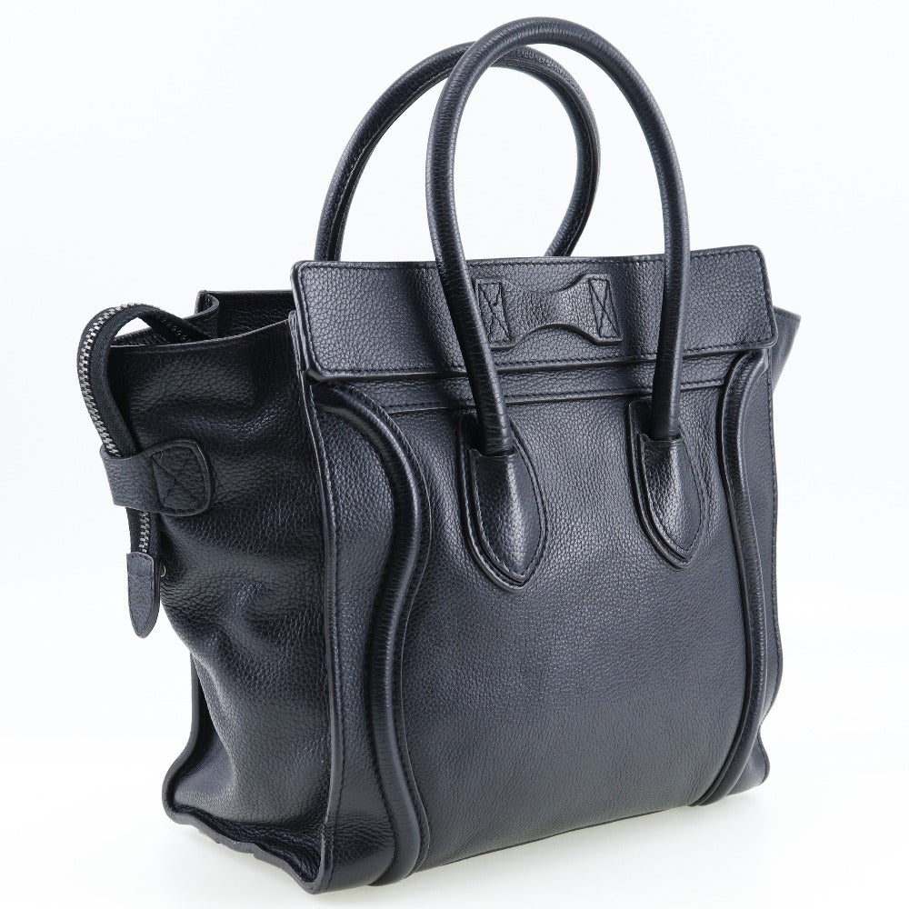 Calfskin Micro Shopper Luggage Women Black Travel Bag