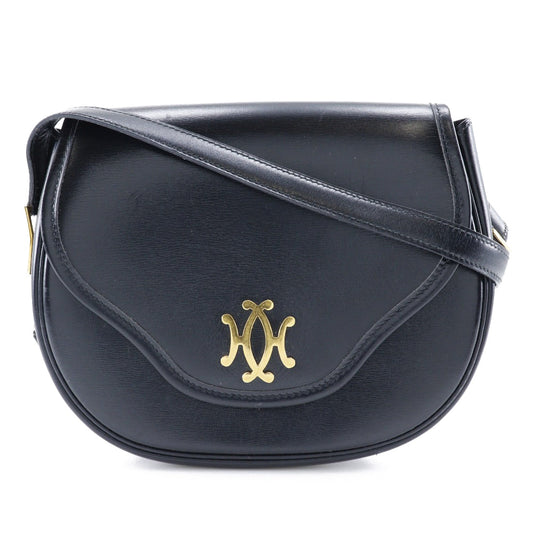 Hermes Shoulder Bag Calfskin Double Women Metal Black Gold