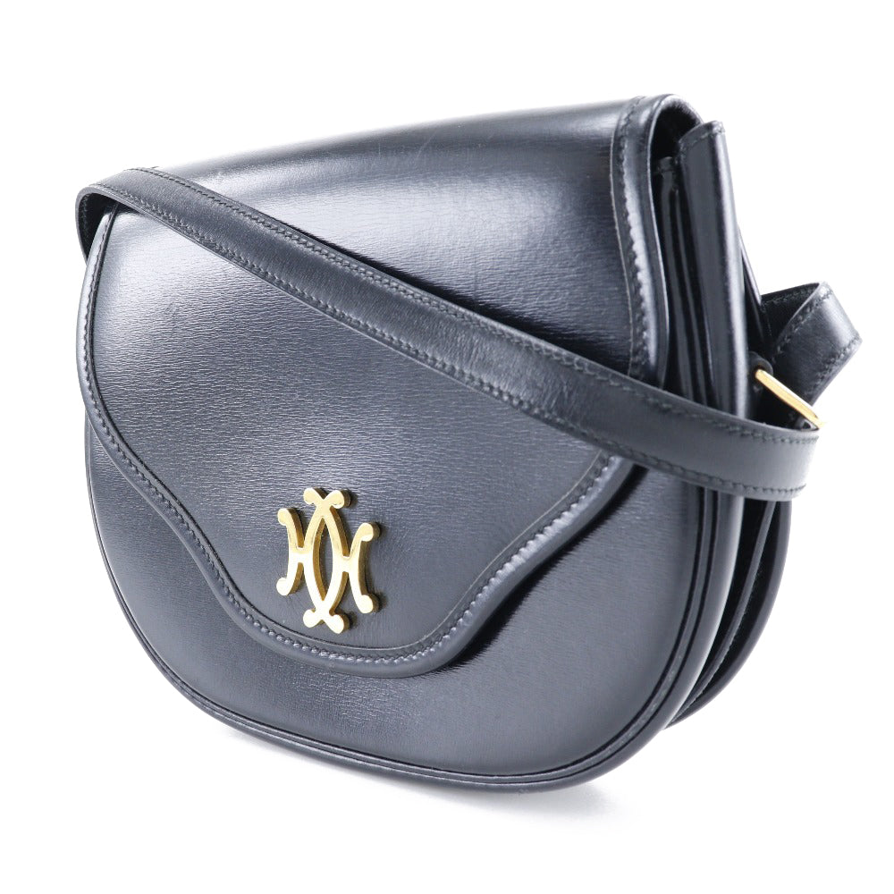 Shoulder Bag Calfskin Metal Double H Women Black Gold