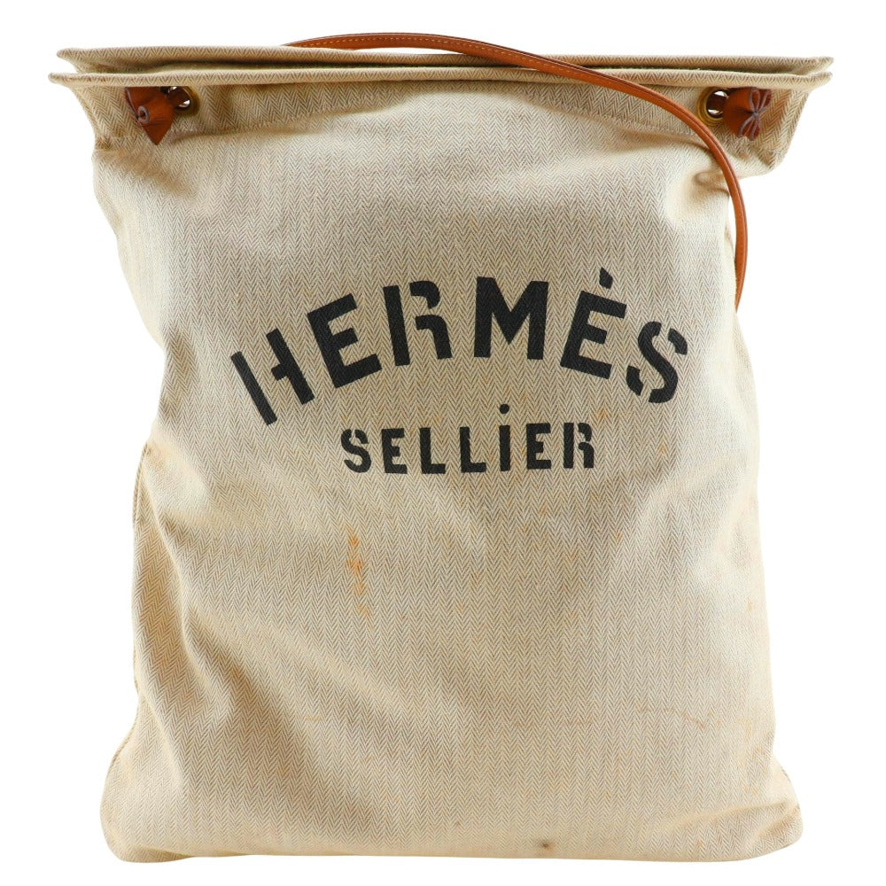 Hermes Shoulder Bag Alain Gm Women Canvas Beige