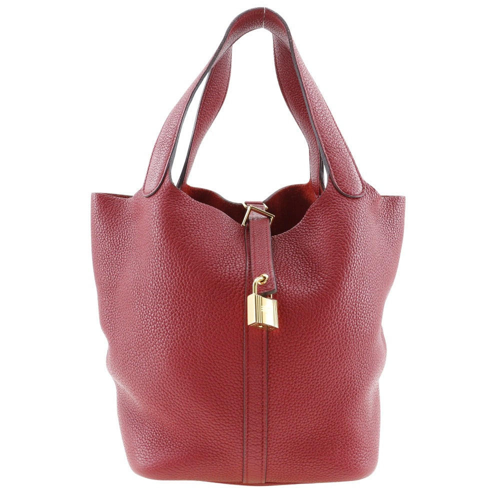 Taurillon Clemence Pico Lock Mm Women Red Tan Travel Bag