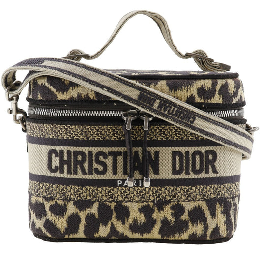 Dior Christian Handbag Leopard Wayshoulder Vanity Women Canvas Beige Shoulder Bag