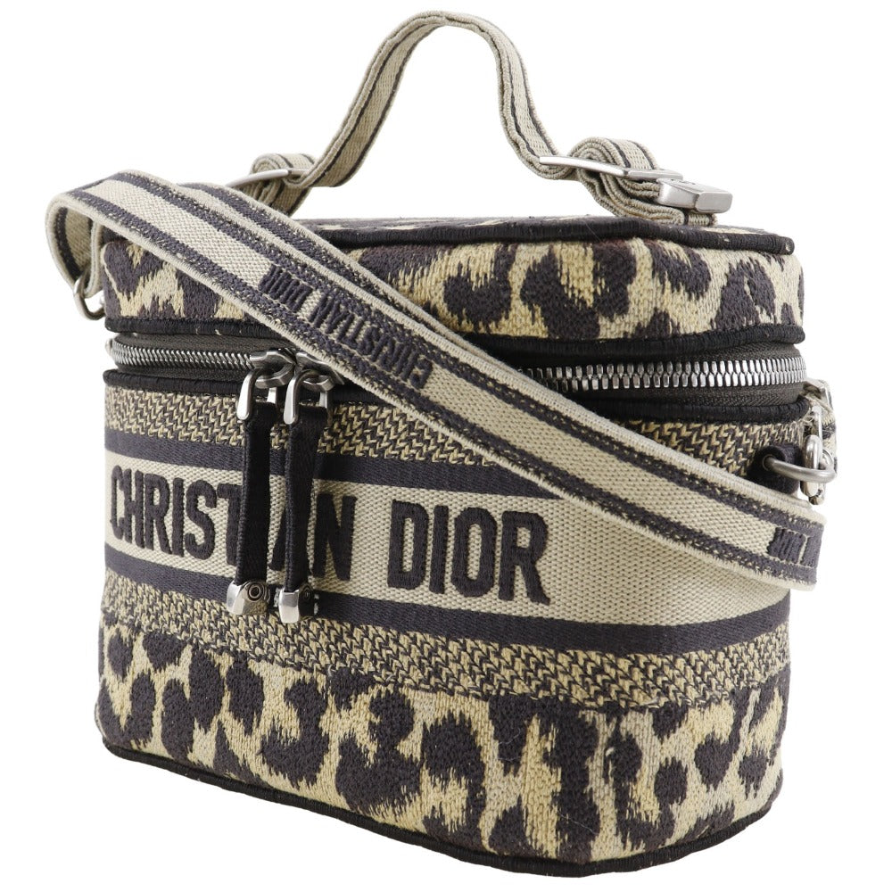 Dior Christian Handbag Leopard Wayshoulder Vanity Women Canvas Beige Shoulder Bag