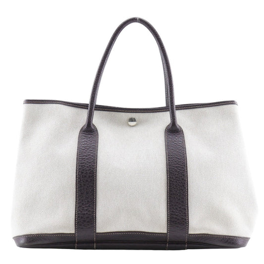 Hermes Tote Bag Toile Buffle Garden Party Pm Women Brown Beige