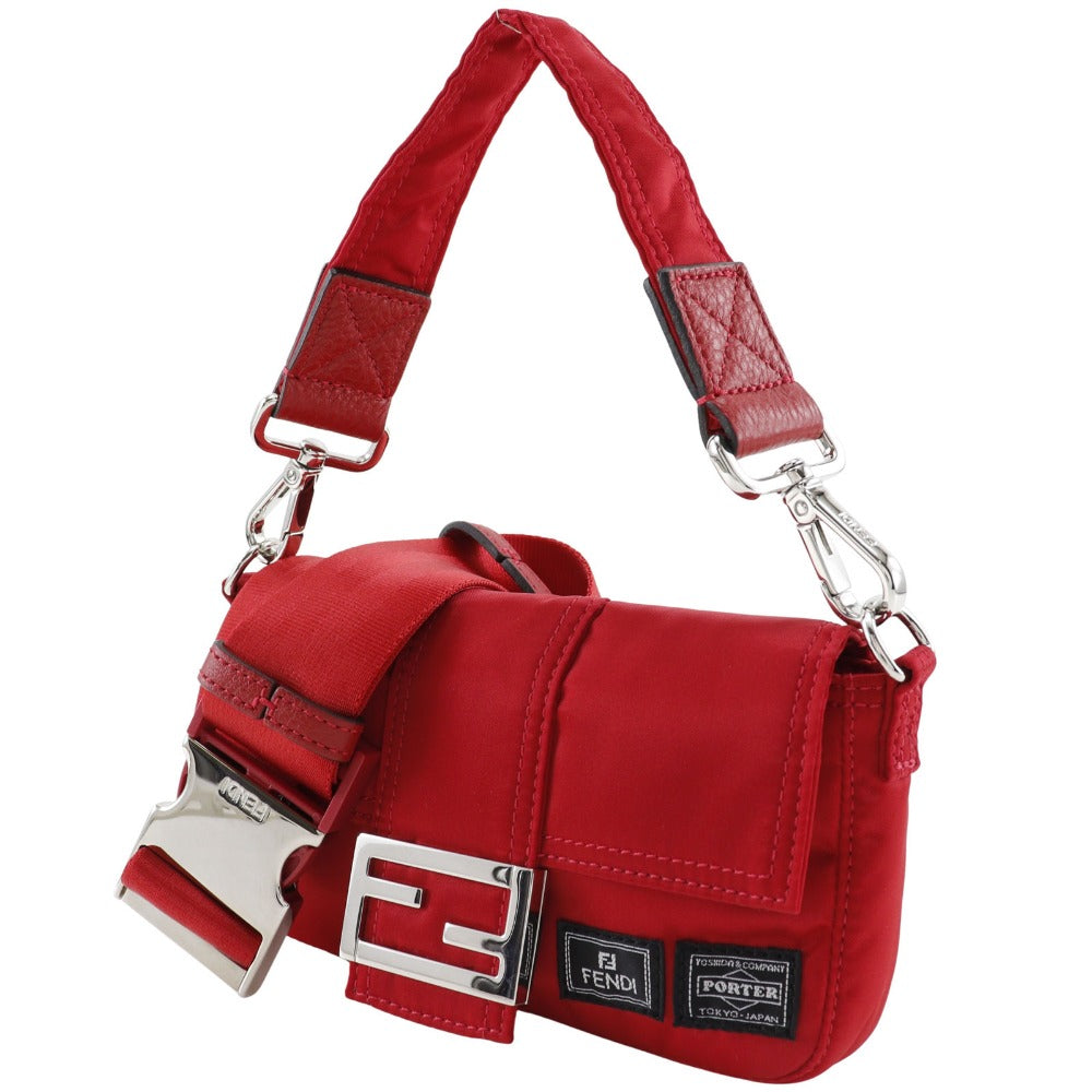 Fendi Shoulder Bag 7As138 2Wayshoulder Mamma Porter Collaboration Women Nylon Red Bucket