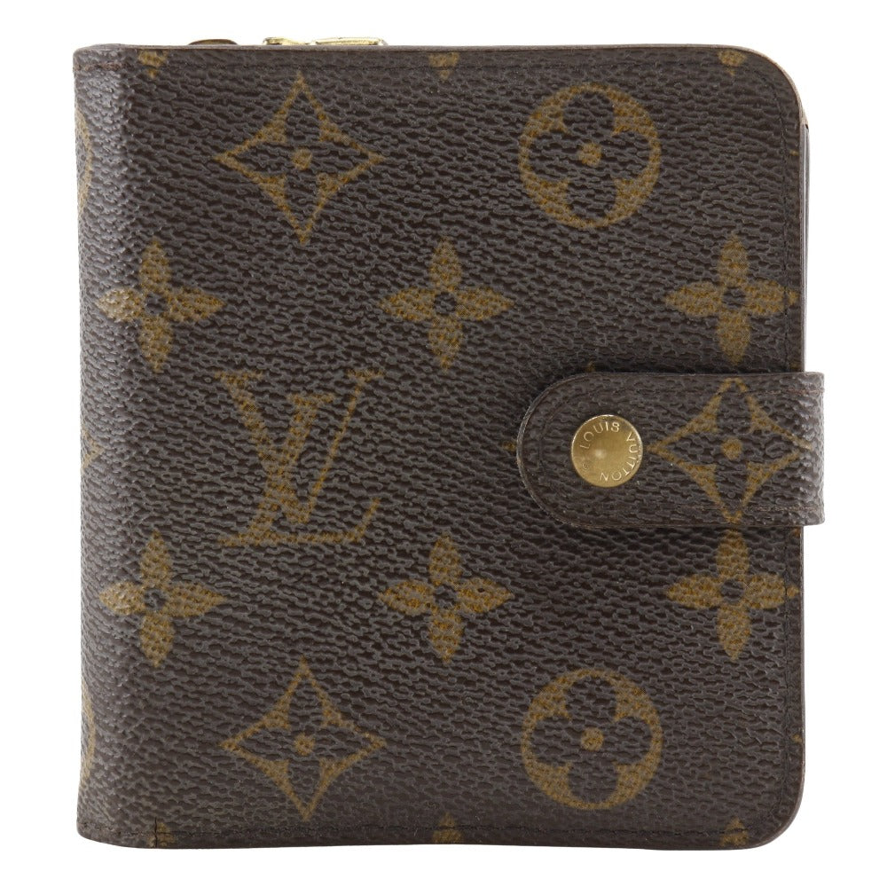 Louis Vuitton Bifold M61667 Compact zip Monogram Canvas Brown Wallet Case