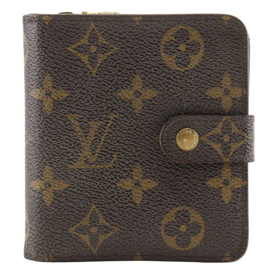Louis Vuitton Bifold M61667 Compact zip Monogram Canvas Brown Wallet Case