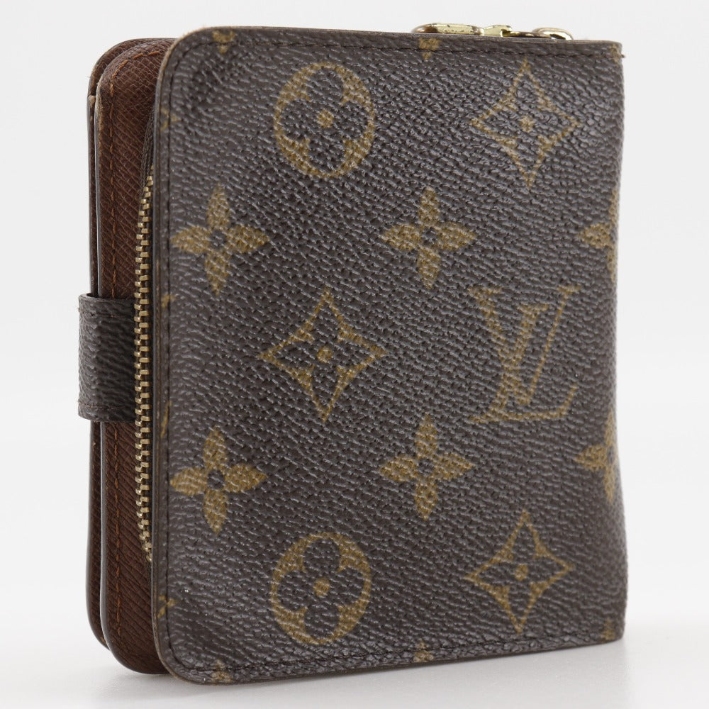 Louis Vuitton Bifold M61667 Compact zip Monogram Canvas Brown Wallet Case