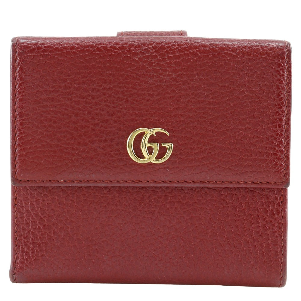 Gucci Bifold GG Marmont Leather Red Wallet Case