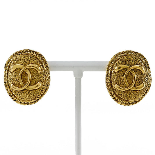 Chanel Coco Mark Earrings Gold Plated Jewelry