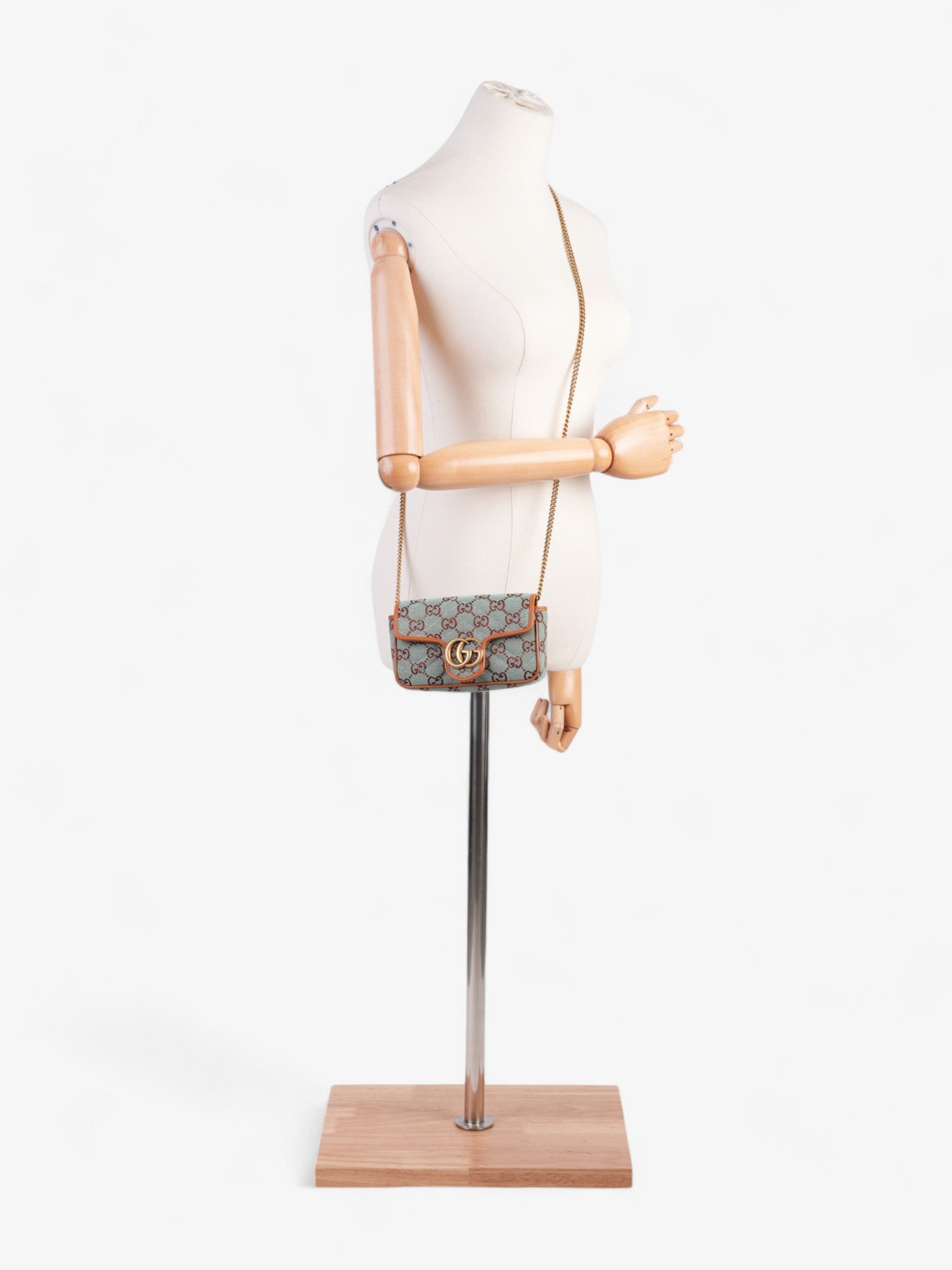 Gucci Shoulder Bag Pale Super Mini Canvas Brown Crossbody Bag