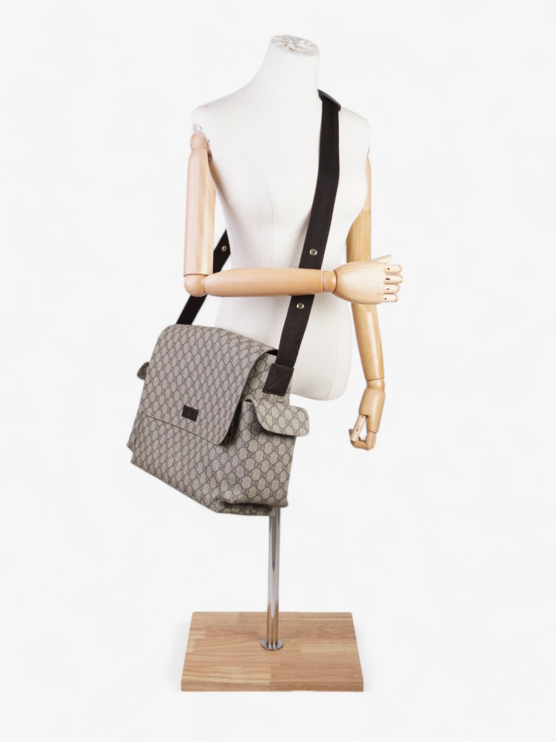 Gucci Baby Changing Bag Supreme Coated Canvas Brown Travel Bag