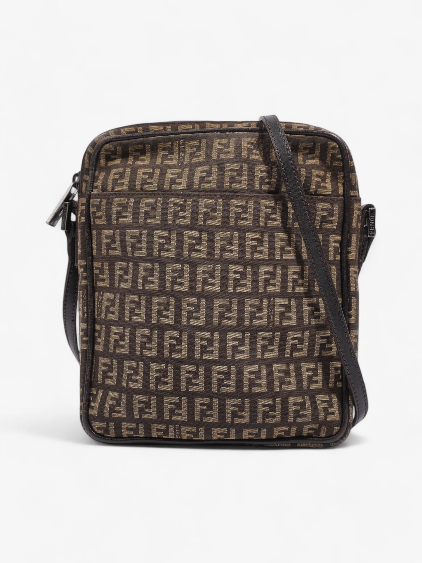 Fendi Zucchino Shoulder Bag Canvas Brown