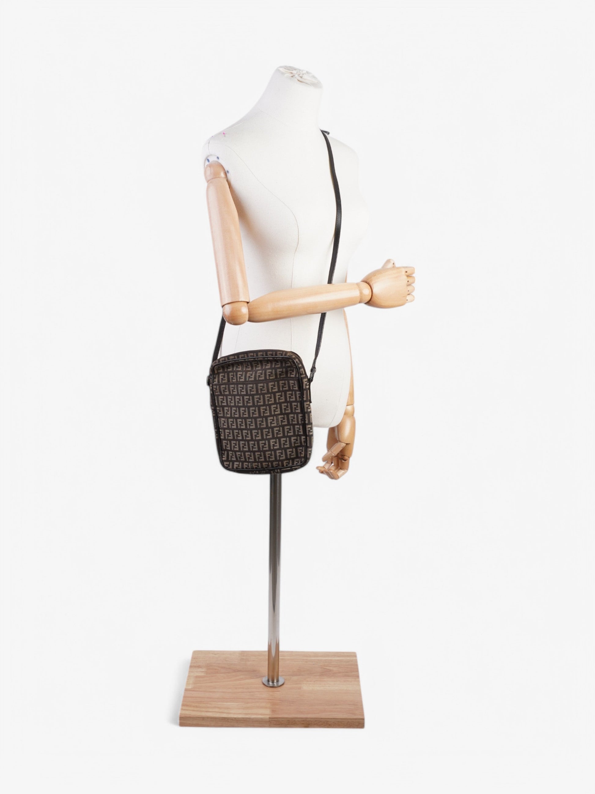 Fendi Zucchino Shoulder Bag Canvas Brown