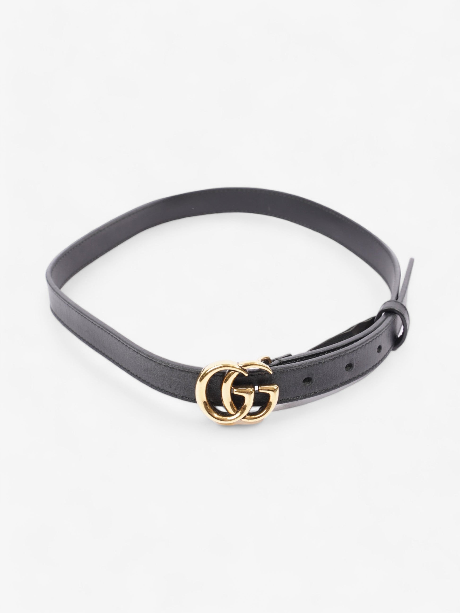 Gucci Marmont Thin Belt Handbag Leather Black Accessory 70Cm 29