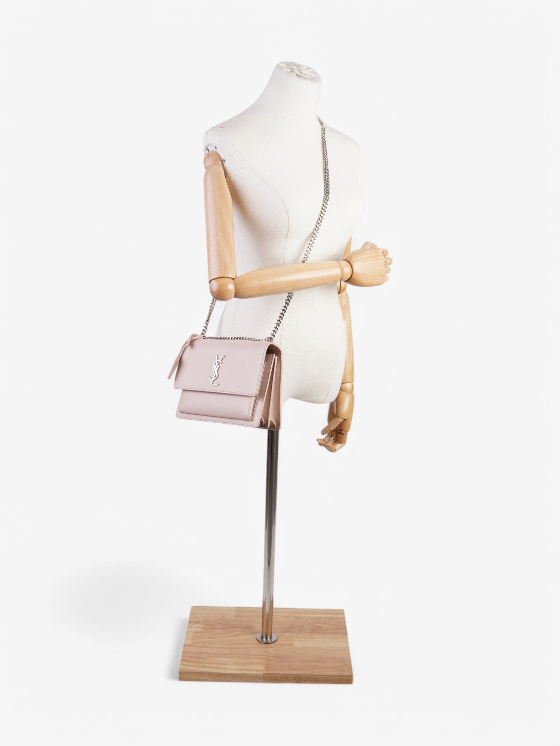 YSL Saint Laurent Sunset Light Calfskin Crossbody Bag Leather Pink Medium