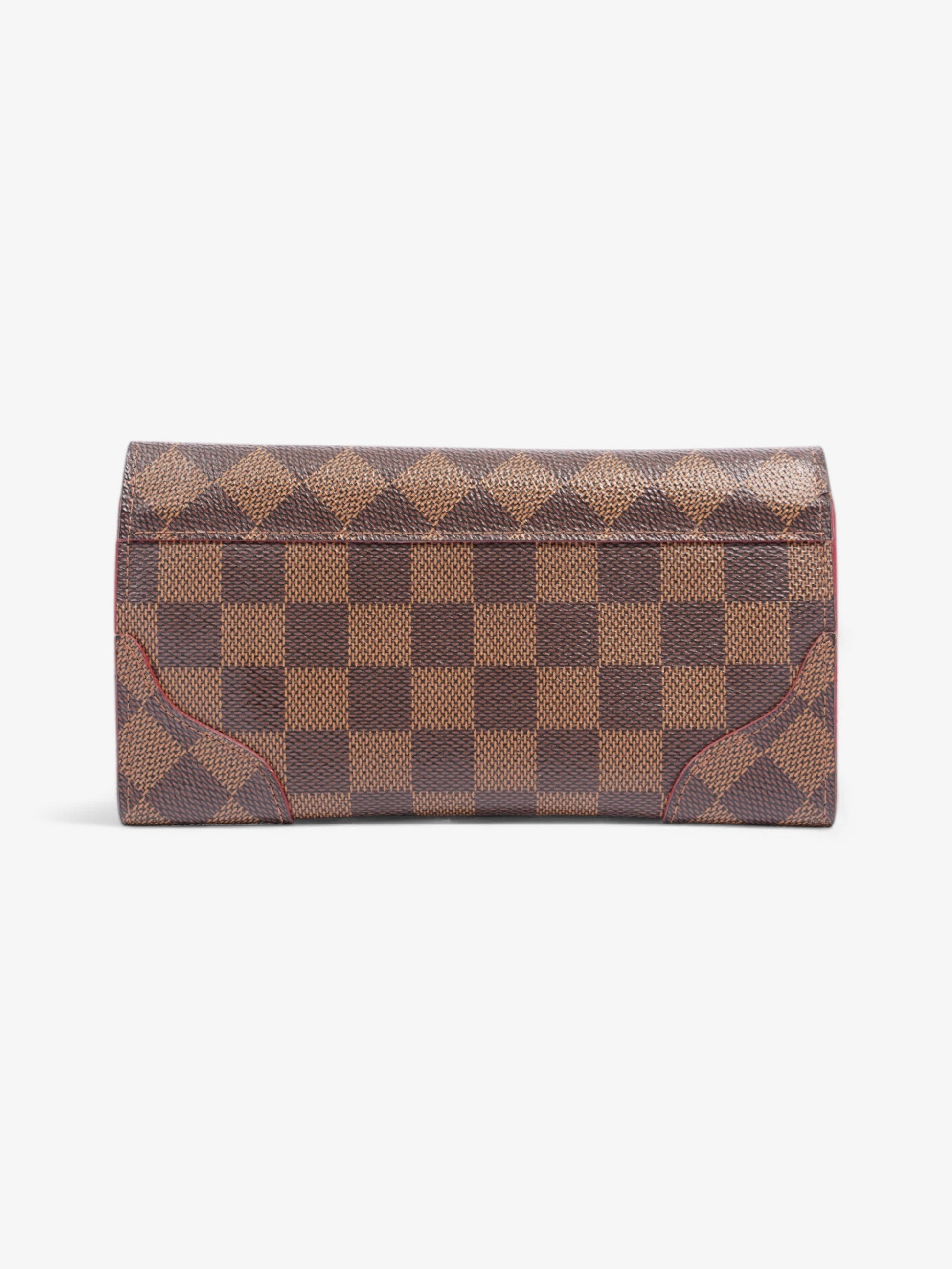 Louis Vuitton Kaisa Long Ebene Coated Damier Canvas Coated Canvas Red Wallet Case