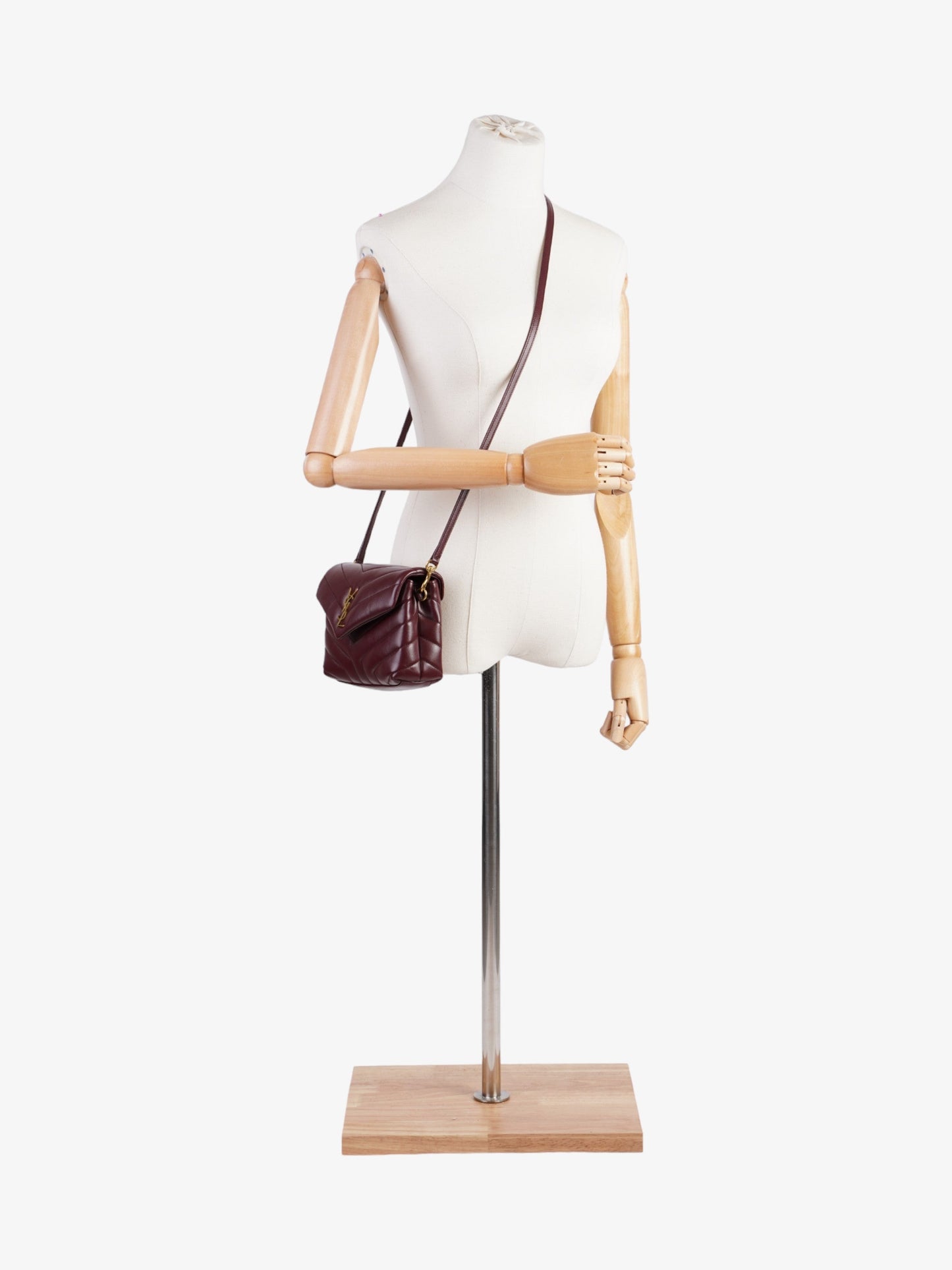 YSL Saint Laurent Lou Lou Burgundy Crossbody Bag Leather Lambskin Toy