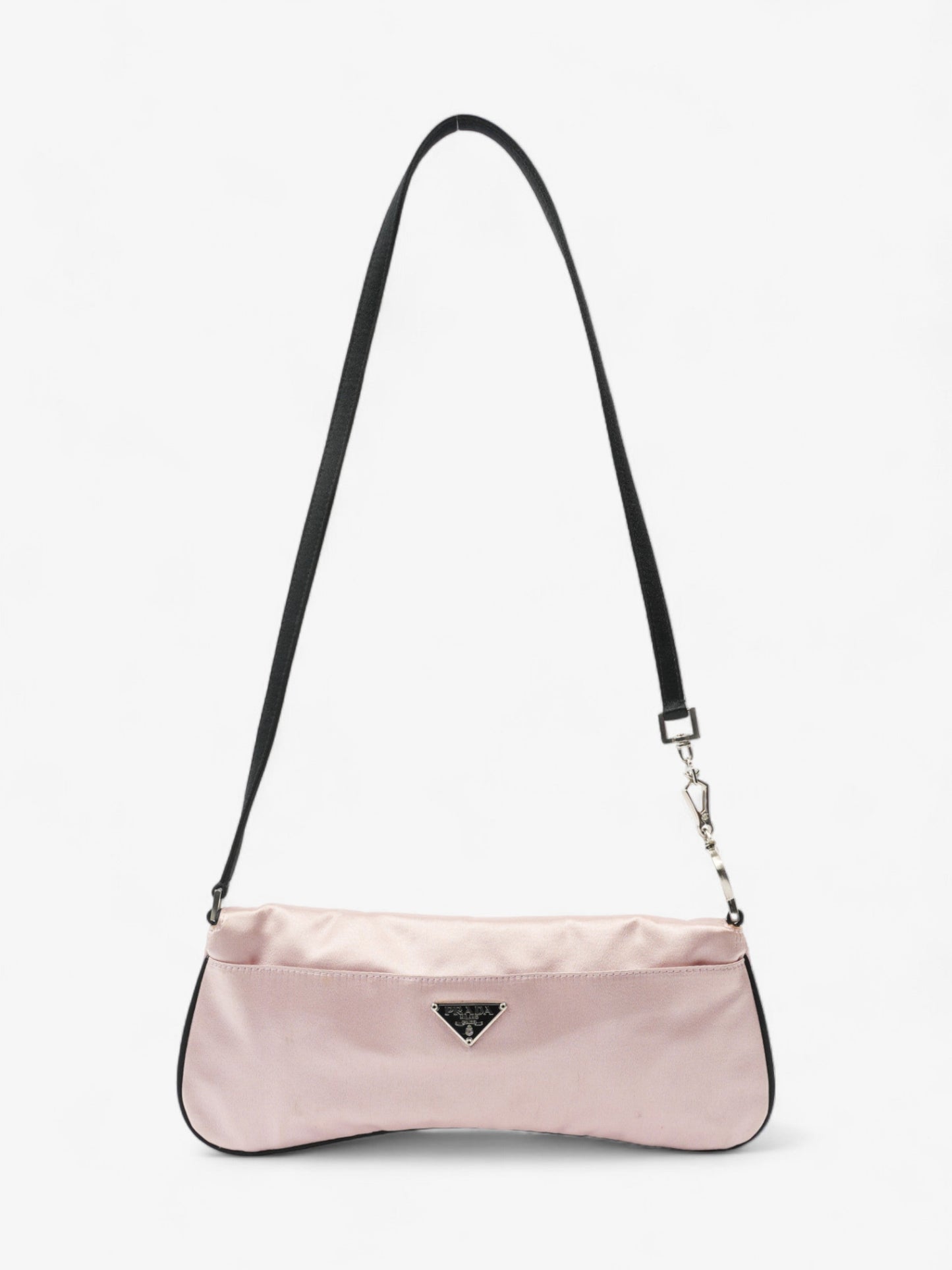 Prada Pouch Shoulder Bag Satin Black Pink