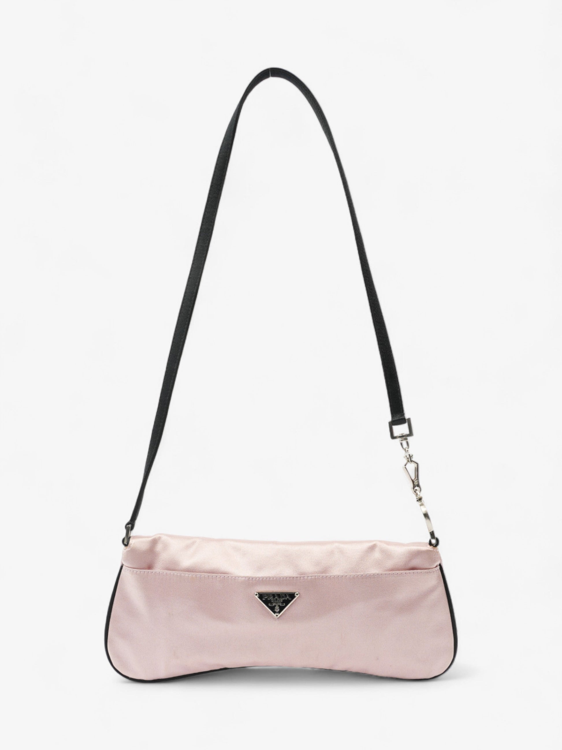 Prada Pouch Shoulder Bag Satin Black Pink