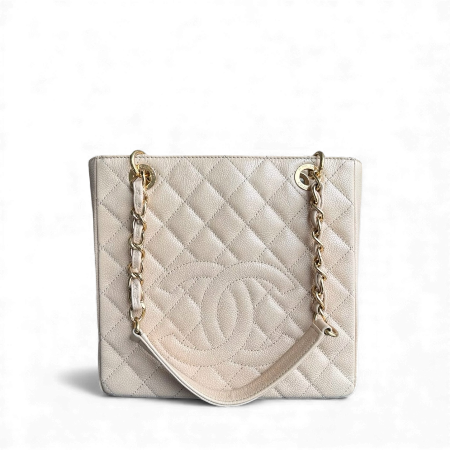 Chanel PST Petite Shopping Tote - Caviar Grained Quilted Beige Tote Bag Series 15