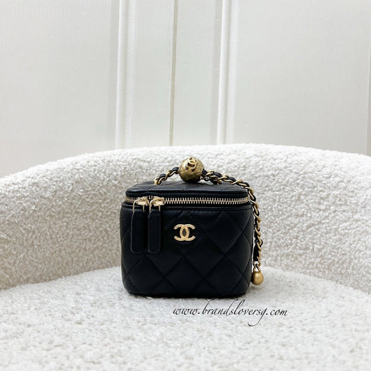 Chanel Pearl Crush Mini Cube Vanity in Black Lambskin and AGHW (Model: )