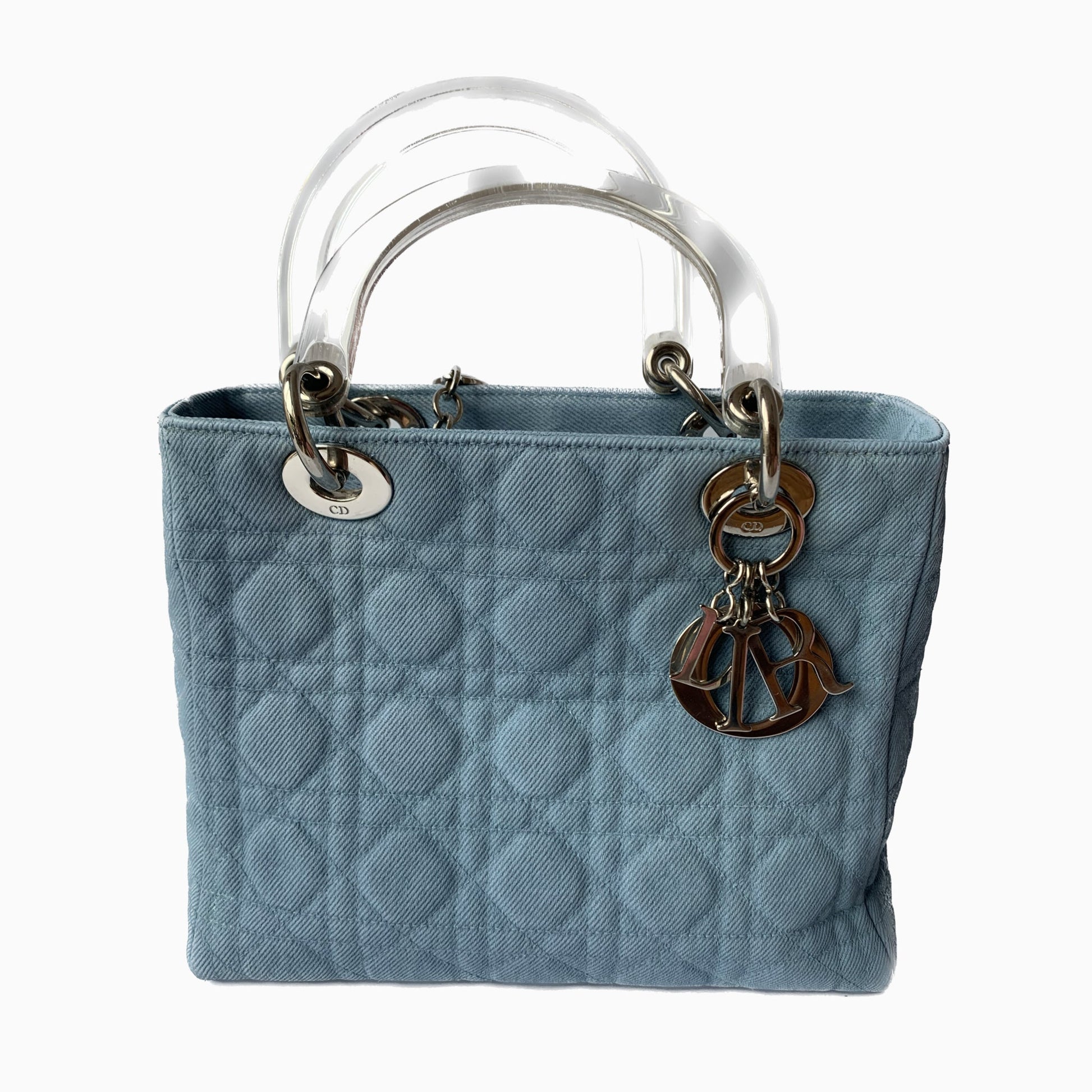 Dior Lady Size Handbag Denim Medium Travel Bag