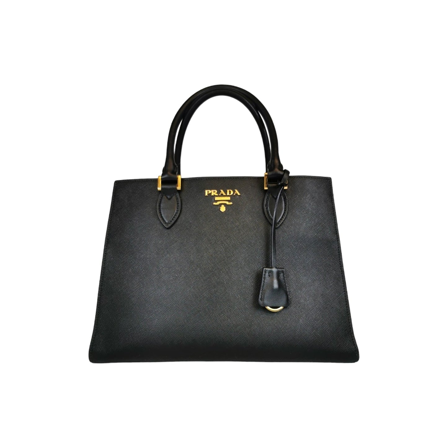 Prada Of Prada Zip Tote Handbag Blue Saffiano Black Tote Bag