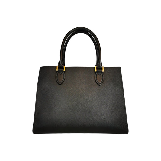 Prada Of Prada Zip Tote Handbag Blue Saffiano Black Tote Bag