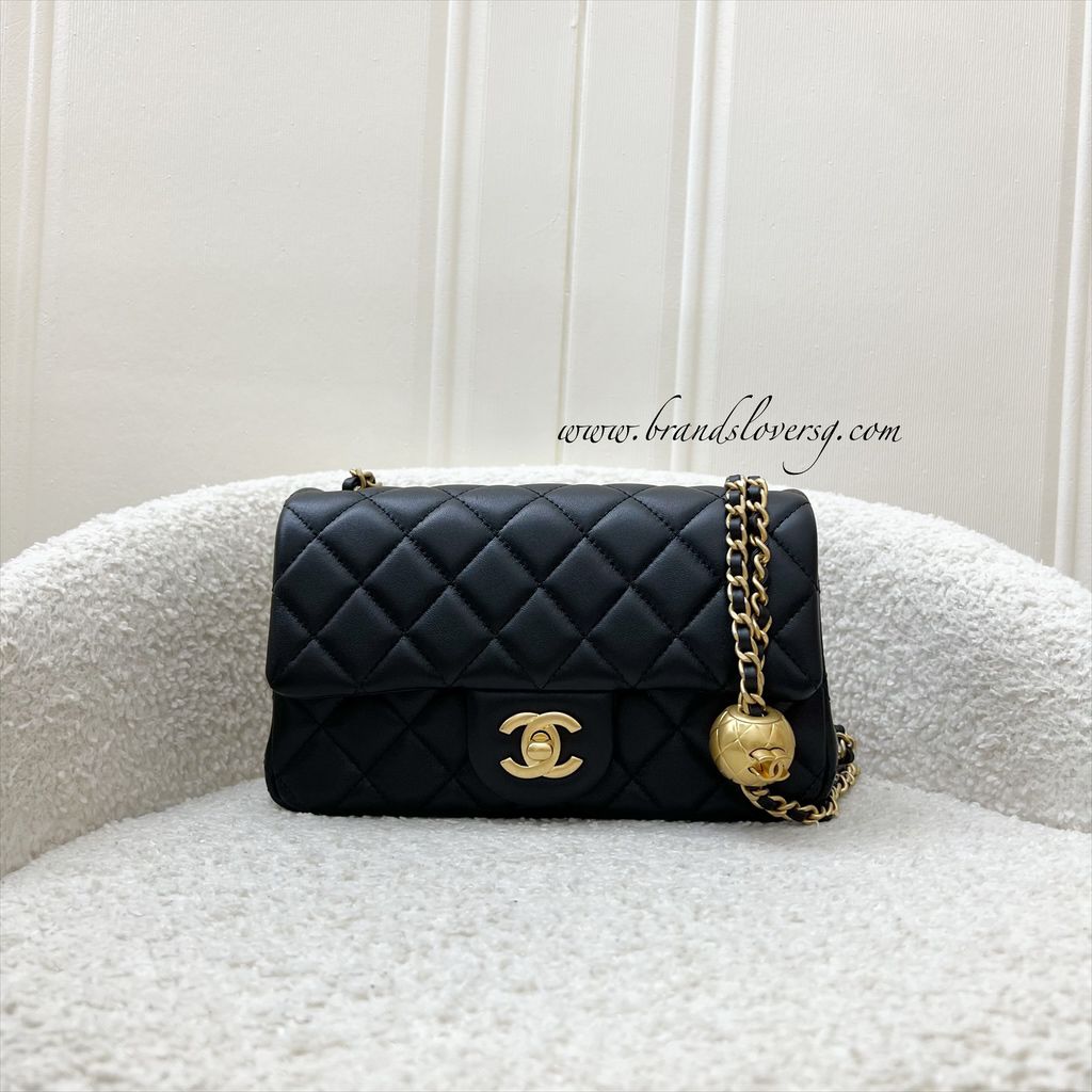 Chanel Pearl Crush Mini Rectangle Flap in Black Stiff Lambskin and AGHW () Accessory