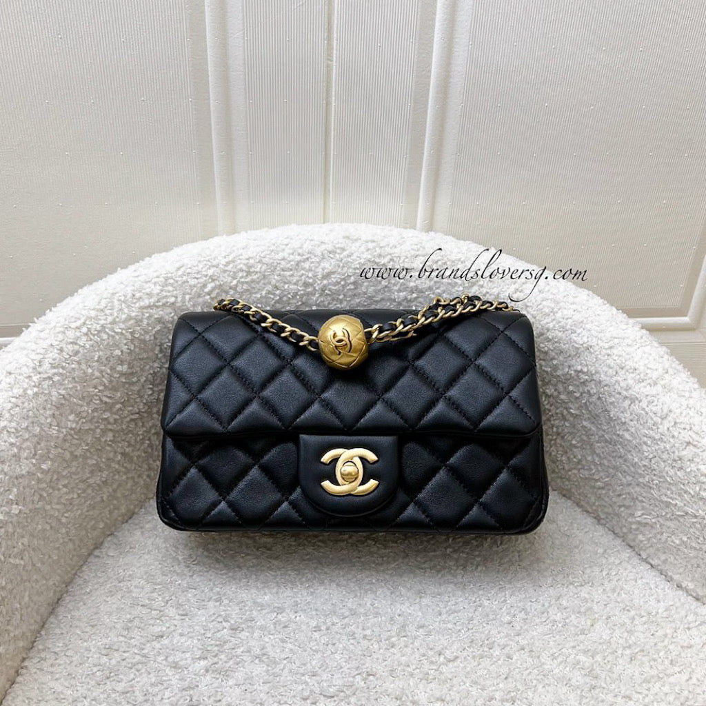 Chanel Pearl Crush Mini Rectangle Flap in Black Stiff Lambskin and AGHW () Accessory
