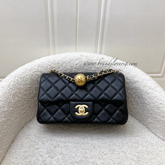Chanel Pearl Crush Mini Rectangle Flap in Black Stiff Lambskin and AGHW () Accessory