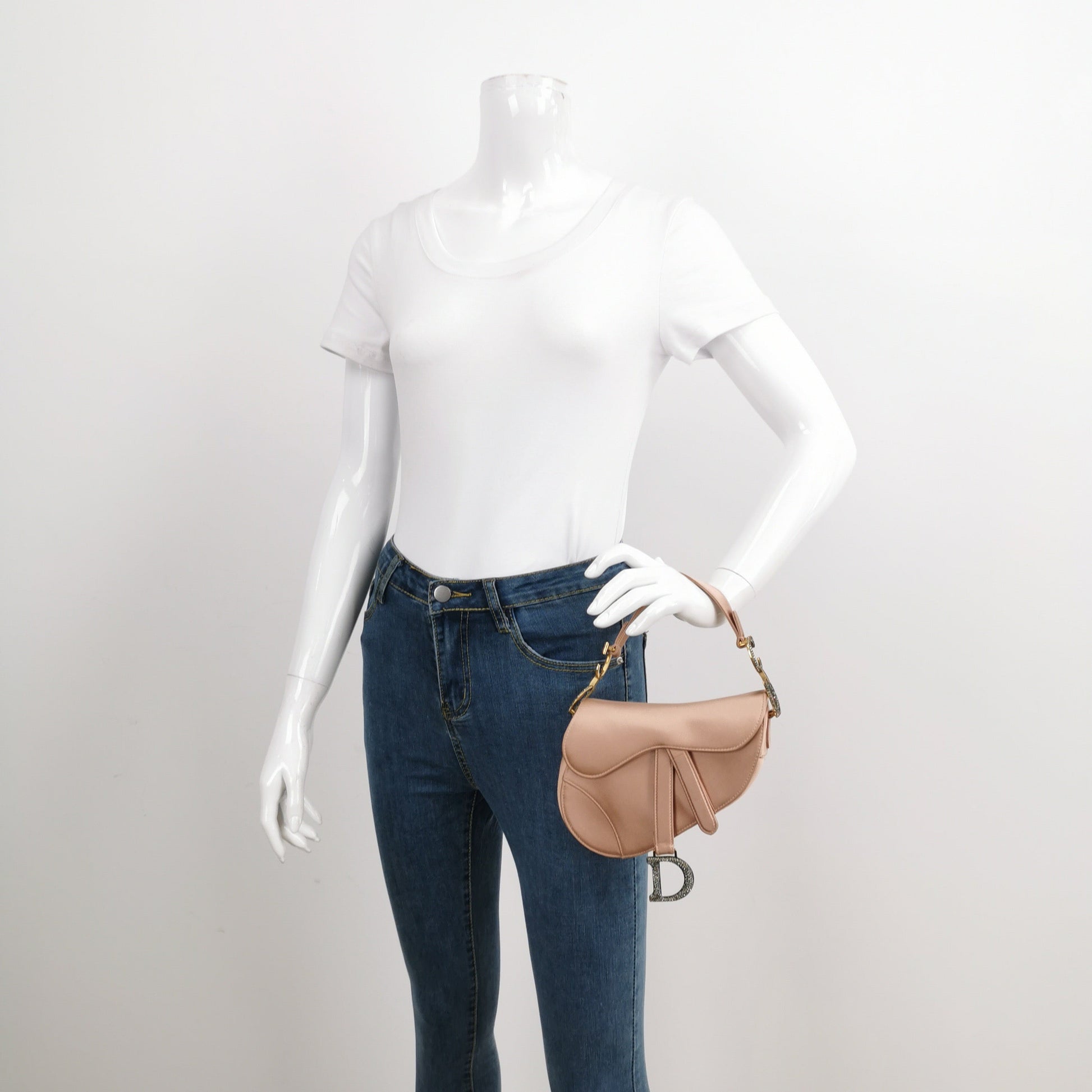 Dior Saddle Silk With Crystal Buckle Handbag Pink Mini Travel Bag