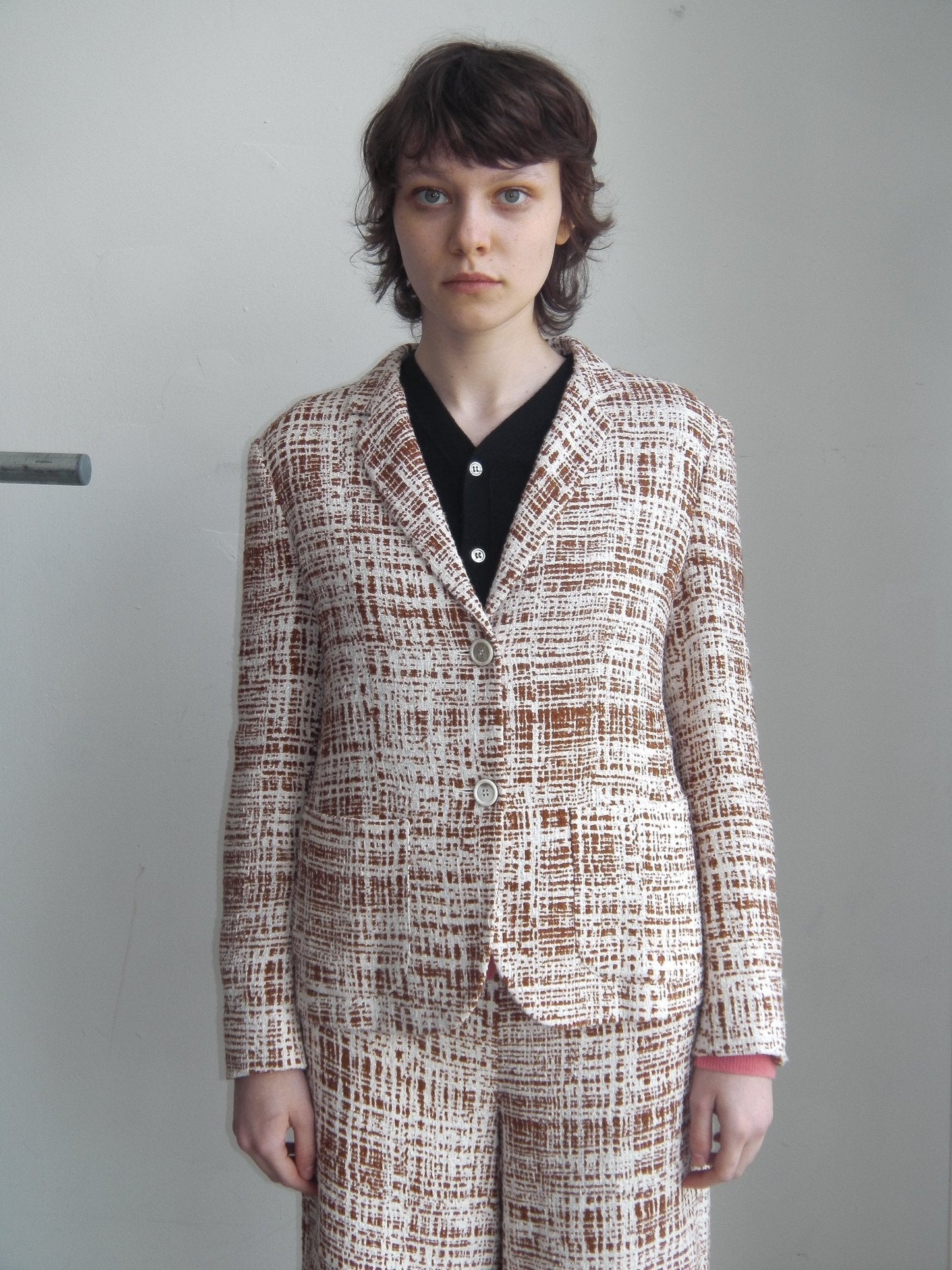 Prada Handbag print shorts and blazer suit