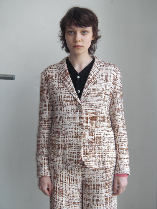 Prada Handbag print shorts and blazer suit