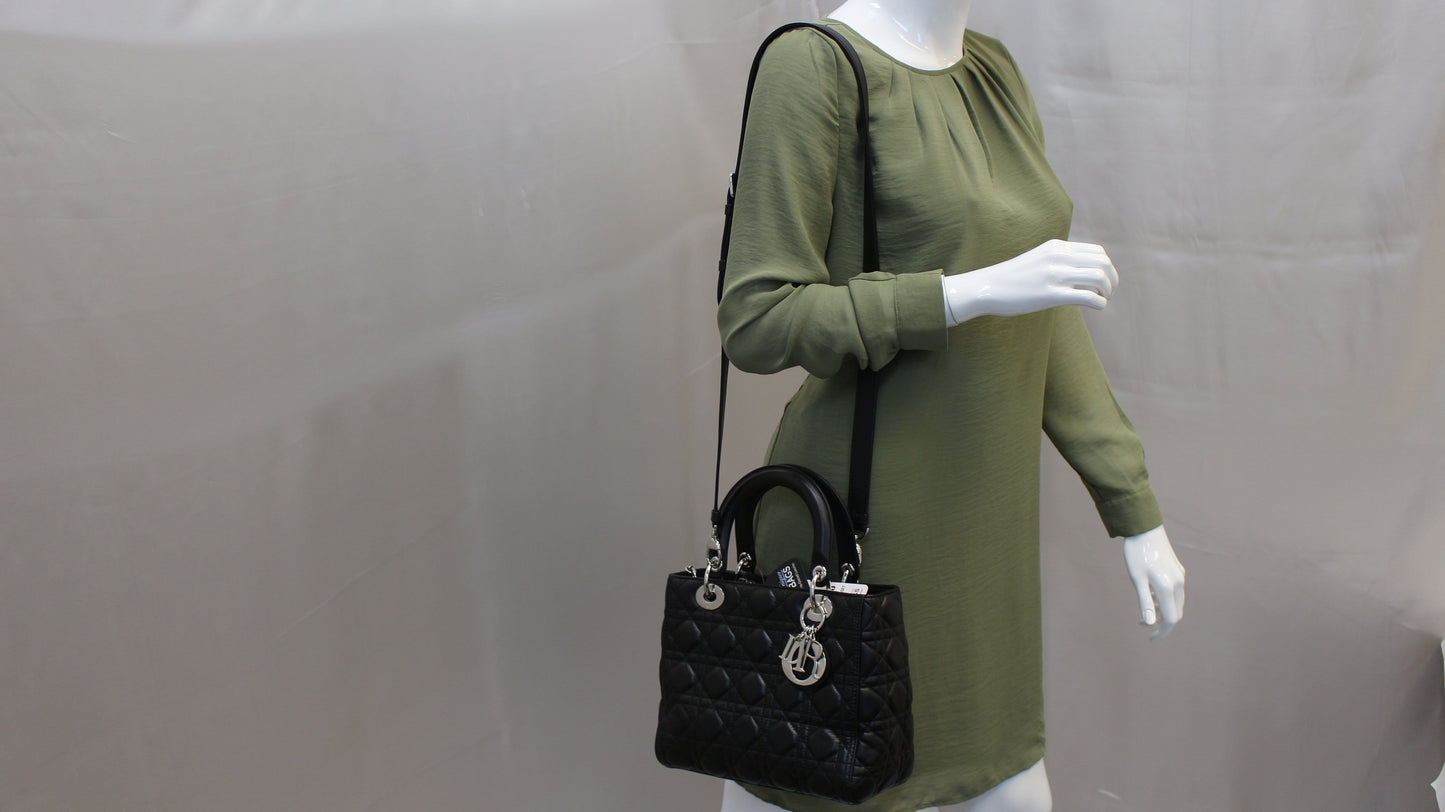 Dior Cannage Lady Bag Leather Quilted Travel Bag