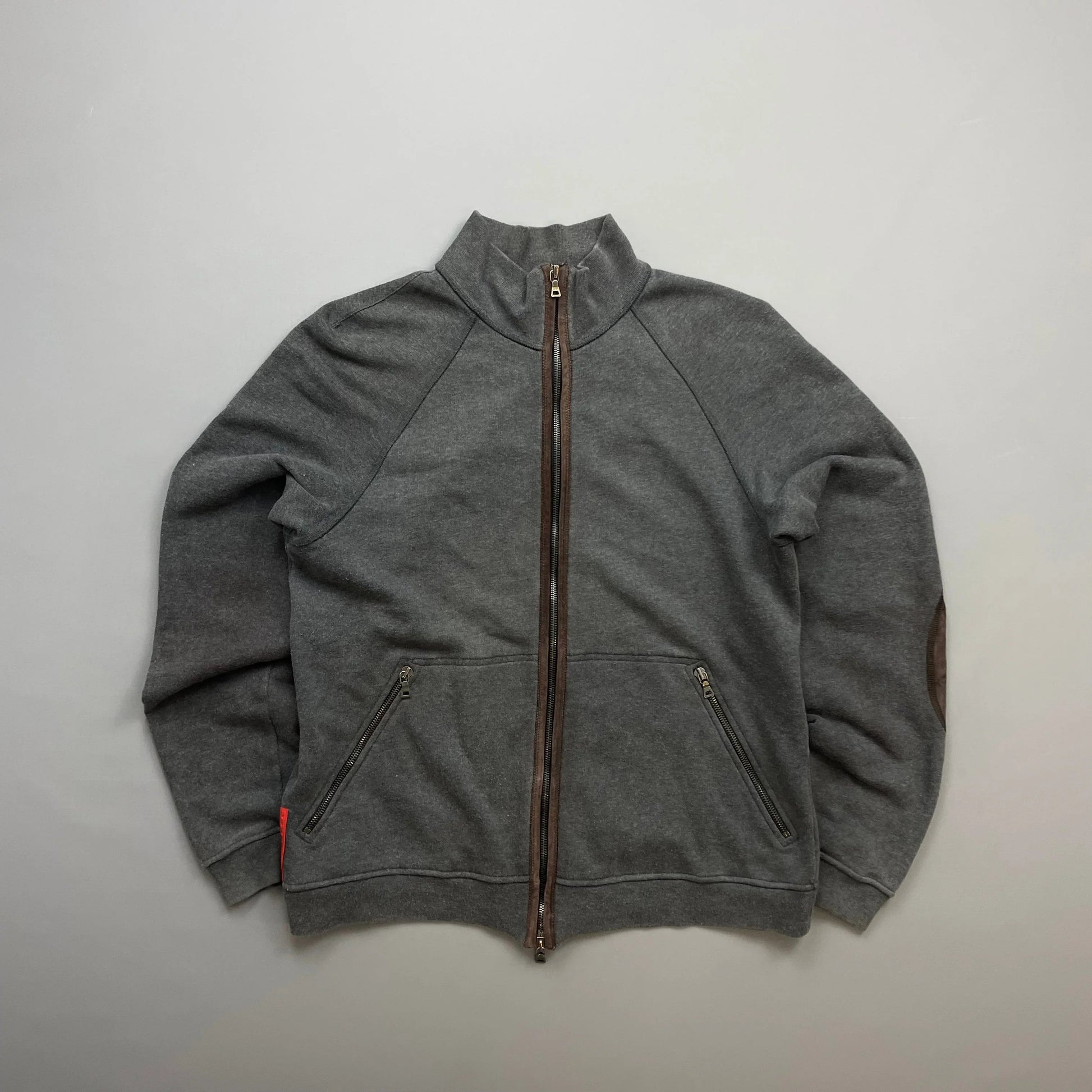 Prada Handbag Sport Grey -Through Jumper w Patch Detailing Suede Gray Zip