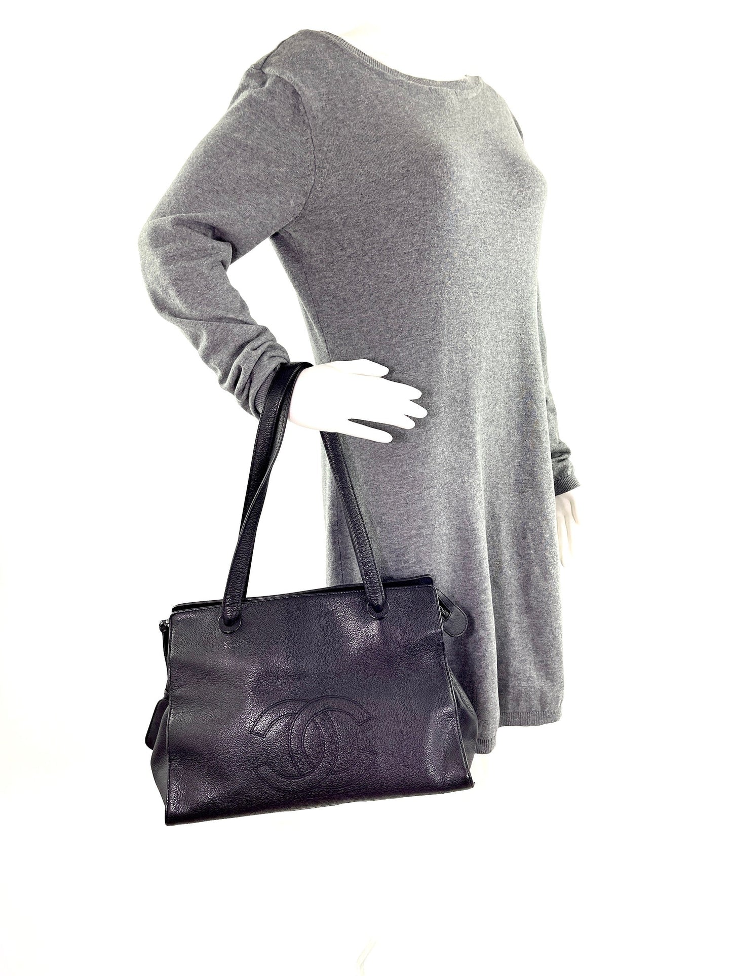Chanel Black Caviar Timeless 1996 CC Tote