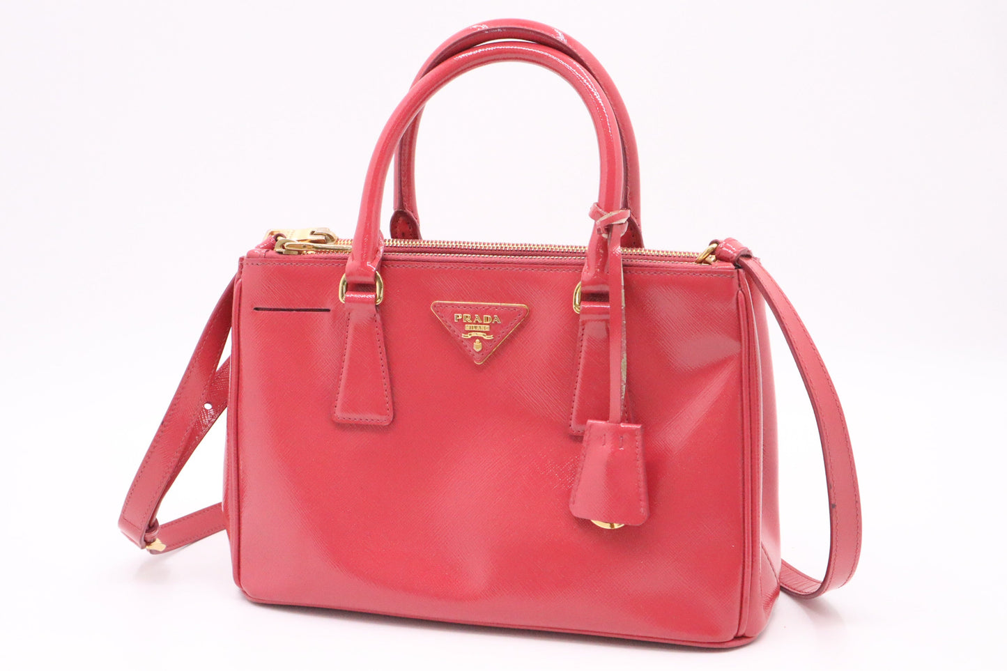 Prada Galleria In Patent Handbag Leather Pink Travel Bag