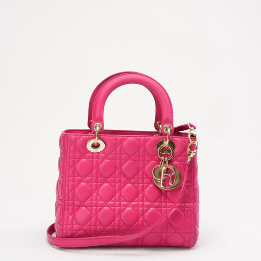 Dior Handbag Christian Lady Bag in Cannage Pink Medium