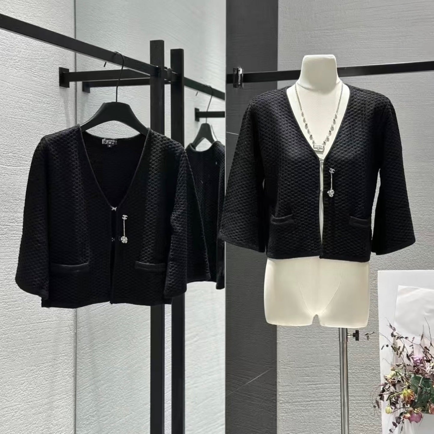 Chanel Cape Cardigan in Black Viscose and Cashmere Sz 36 Apparel