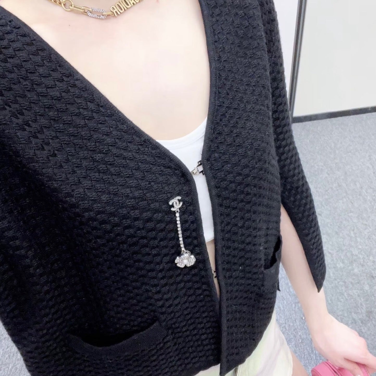 Chanel Cape Cardigan in Black Viscose and Cashmere Sz 36 Apparel