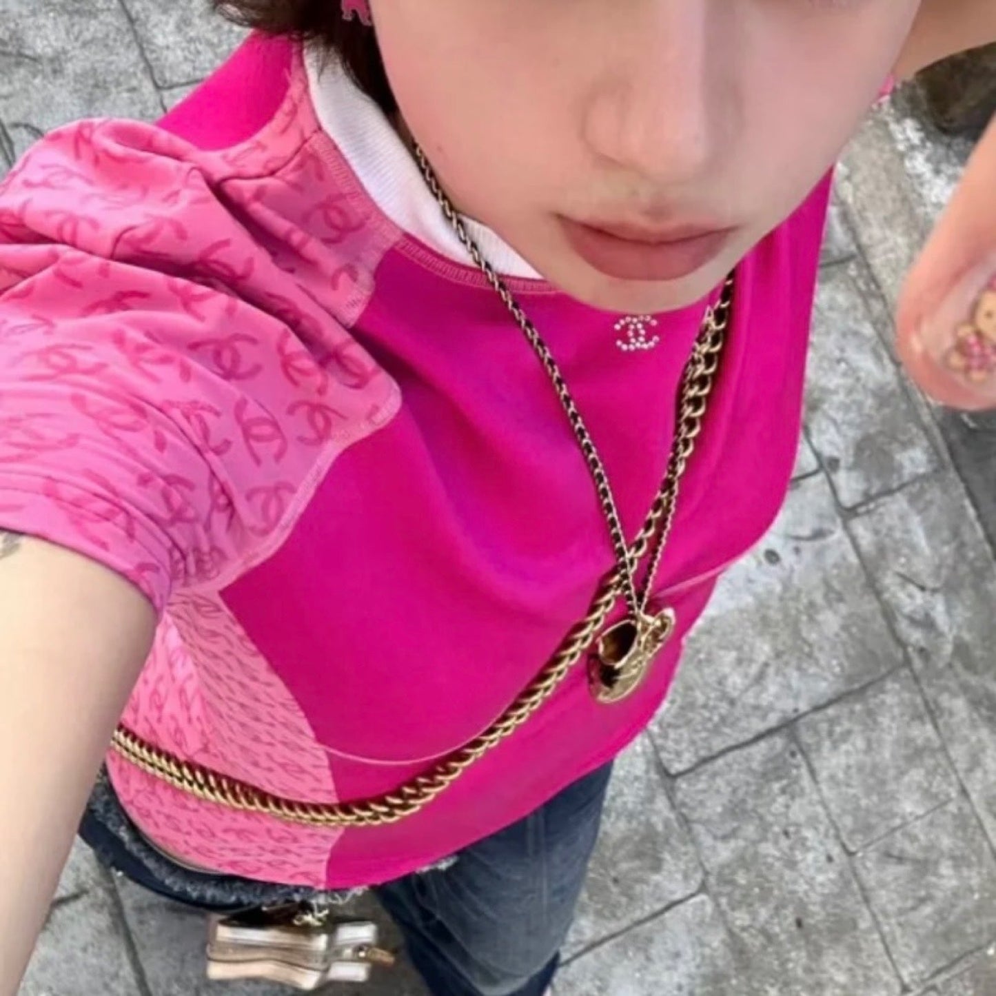 Chanel T-shirt Top in Hot Pink Polyamide / Elastane Sz 36