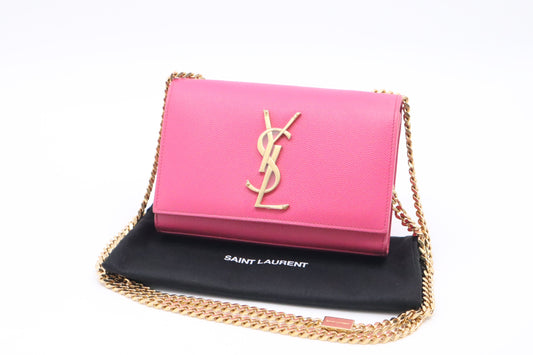 YSL Saint Laurent Kate Crossbody Bag In Leather Pink