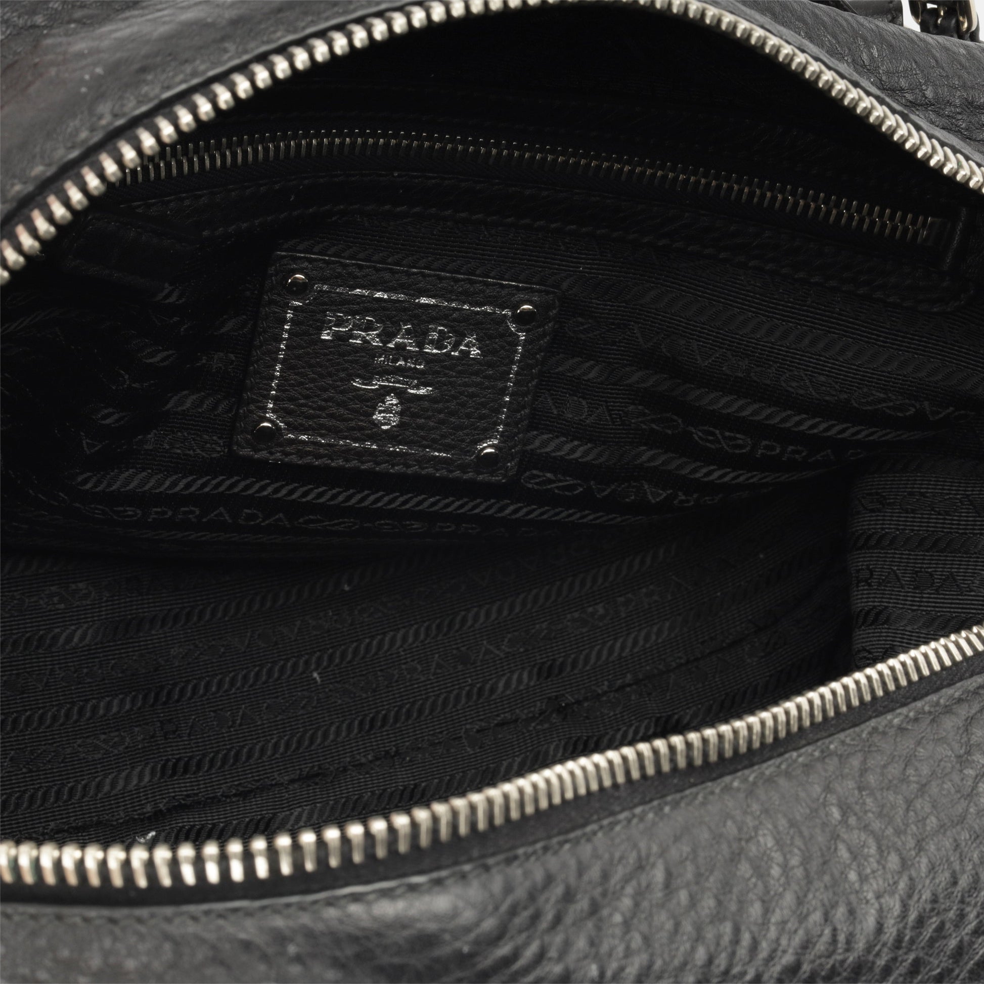 Prada Bowling Bag Crossbody Bag Black Leather Ghw