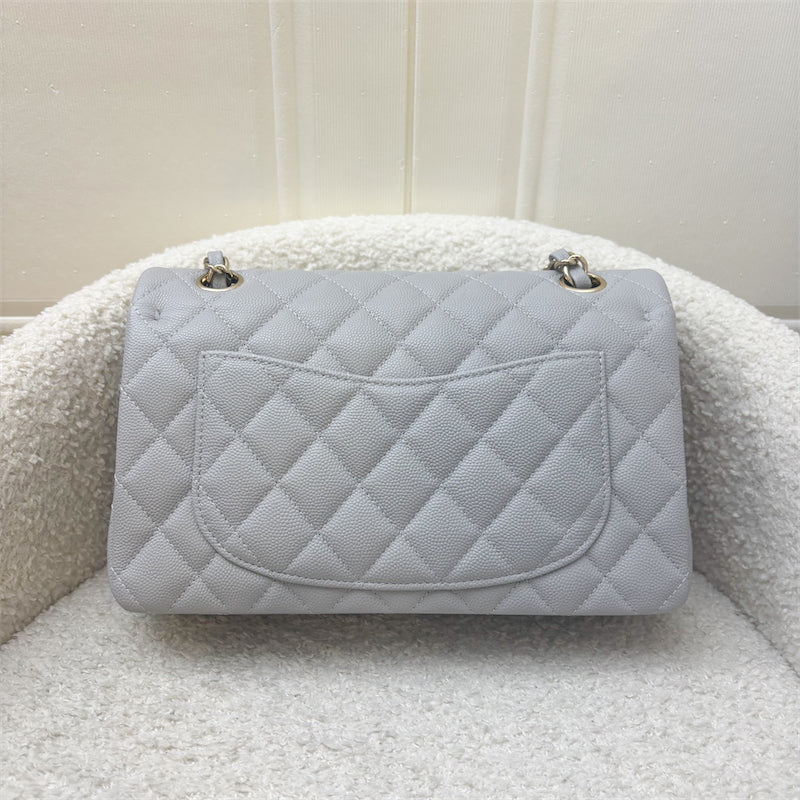 Chanel Small Classic Flap CF in Dove Grey Caviar and LGHW Accessory