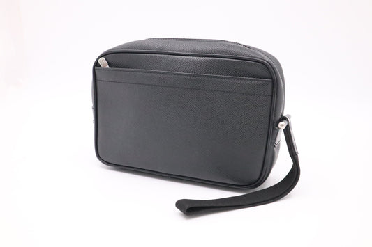Louis Vuitton Wrist Dark Taiga Grey Leather Handbag