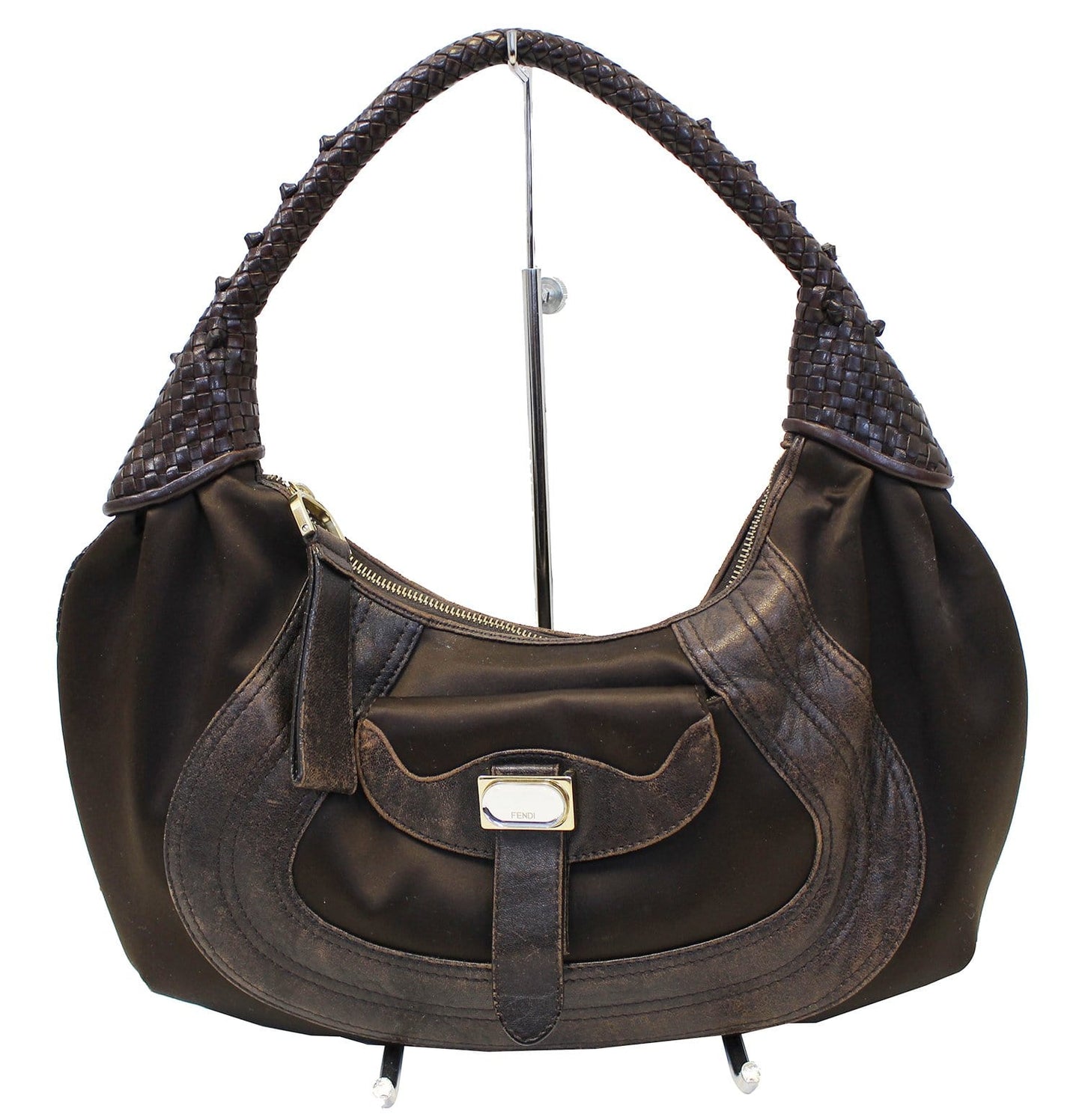 Fendi Spy Hobo Bag Leather Brown