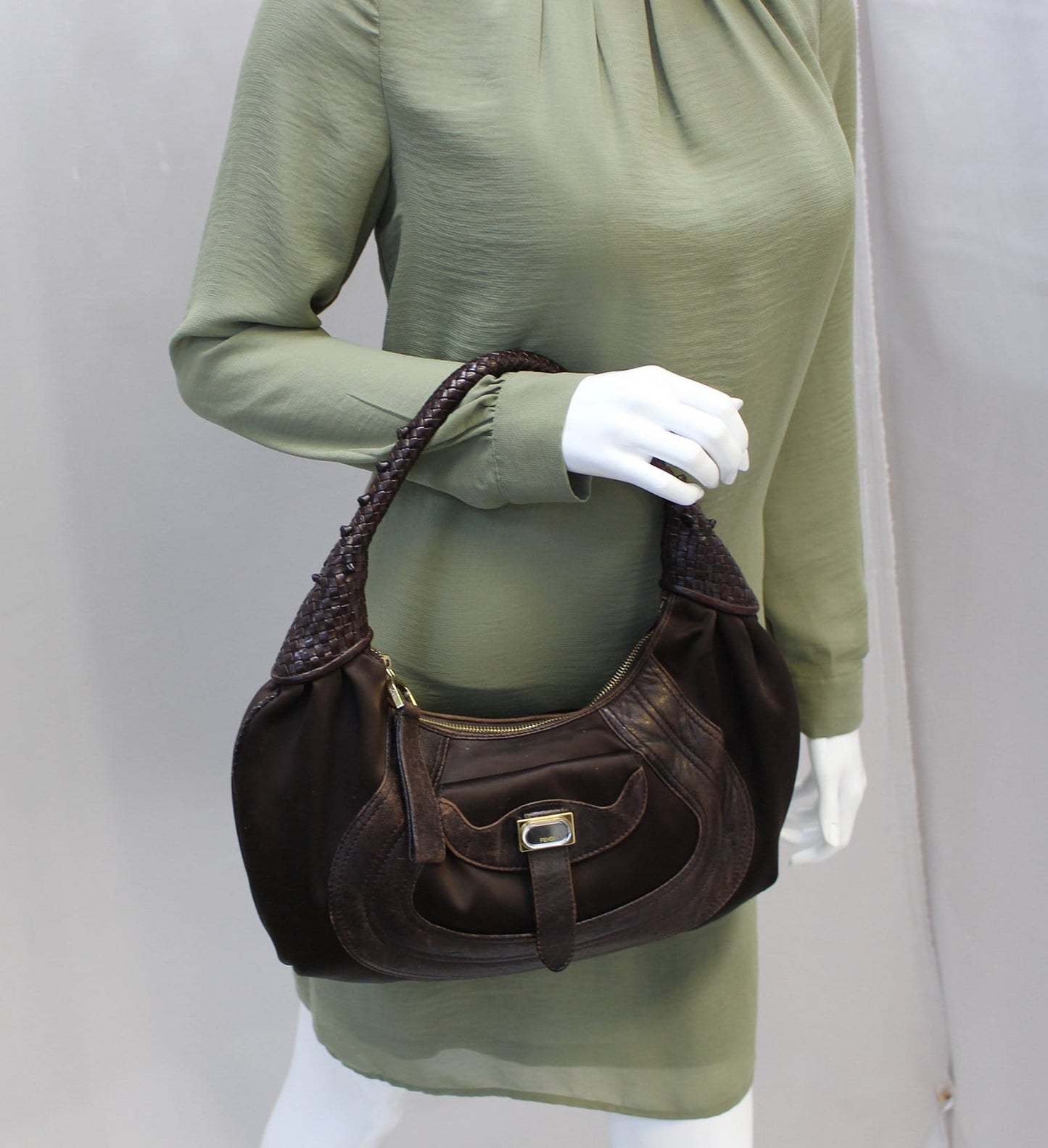 Fendi Spy Hobo Bag Leather Brown